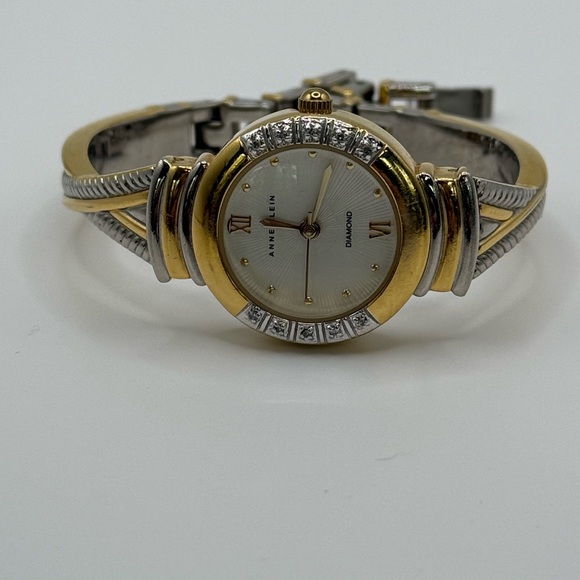 Anne Klein Gold and Silver tone Women's Bangle Watch with diamonds - Picture 12 of 14